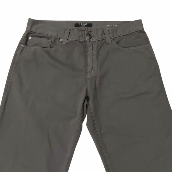 Fidelity Denim Pants Mens 33x35 Gray Flat Front Straight Leg Twill Stretch - Picture 2 of 12